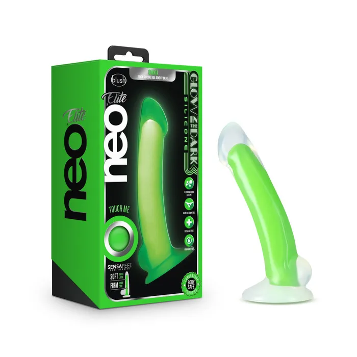 Neo Elite By Blush Omnia Glow In The Dark Neon Green 7Inch Long Curved Dildo Made with Purio Silicone SensaFeel Dual Density Realistic Technology Blush Dildos Neo Elite By Blush Omnia Glow In The Dark Neon Green 7Inch Long Curved Dildo Made with Purio Silicone SensaFeel Dual Density Realistic Technology Blush Dildos