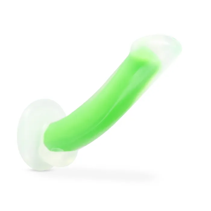 Neo Elite By Blush Omnia Glow In The Dark Neon Green 7Inch Long Curved Dildo Made with Purio Silicone SensaFeel Dual Density Realistic Technology Blush Dildos