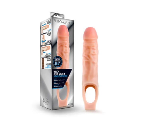 Performance 9 inches Cock Sheath Penis Extender Vanilla Beige from Blush Novelties Blush Novelties Dildos Performance 9 inches Cock Sheath Penis Extender Vanilla Beige from Blush Novelties Blush Novelties Dildos