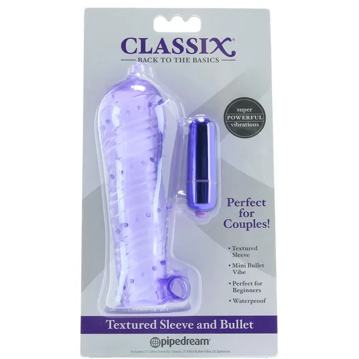 Pipedream Vibrators Classix Textured Sleeve and Bullet in Purple Pipedream Vibrators Classix Textured Sleeve and Bullet in Purple
