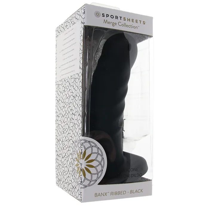 Sportsheets Banx Ribbed 8 Inch Hollow Silicone Dildo in Black Anal Sportsheets Banx Ribbed 8 Inch Hollow Silicone Dildo in Black Anal