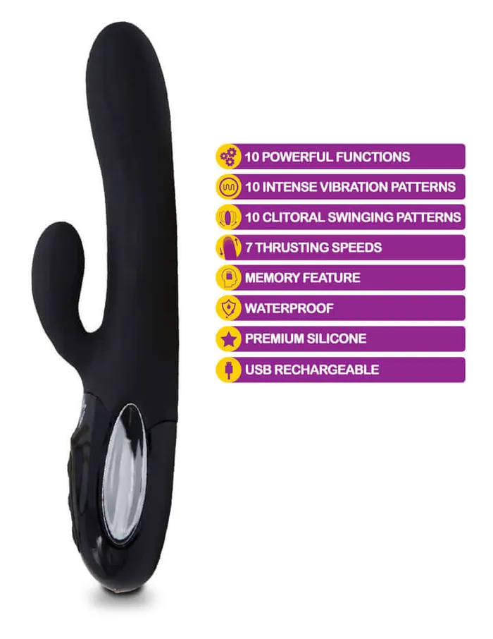 Viben Female Sex Toys Viben Hypnotic Thrusting Rabbit Vibrator with Clitoral Stimulator in Sleek Black Elevate Your Sensual Experience Viben Female Sex Toys Viben Hypnotic Thrusting Rabbit Vibrator with Clitoral Stimulator in Sleek Black Elevate Your Sensual Experience
