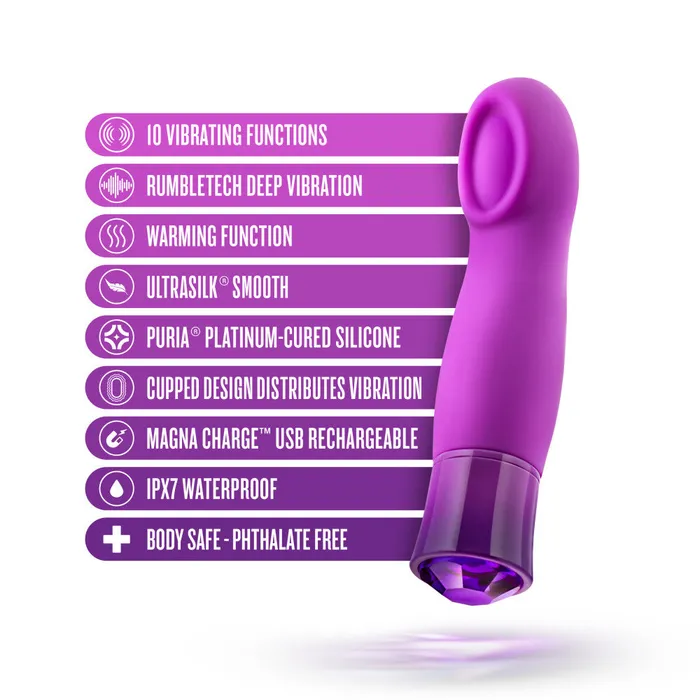 Vibrators Blush Oh My Gem By Blush Charm 55 Inch Warming G Spot Stimulation Vibrator in Amethyst with Powerful RumboTech Technology