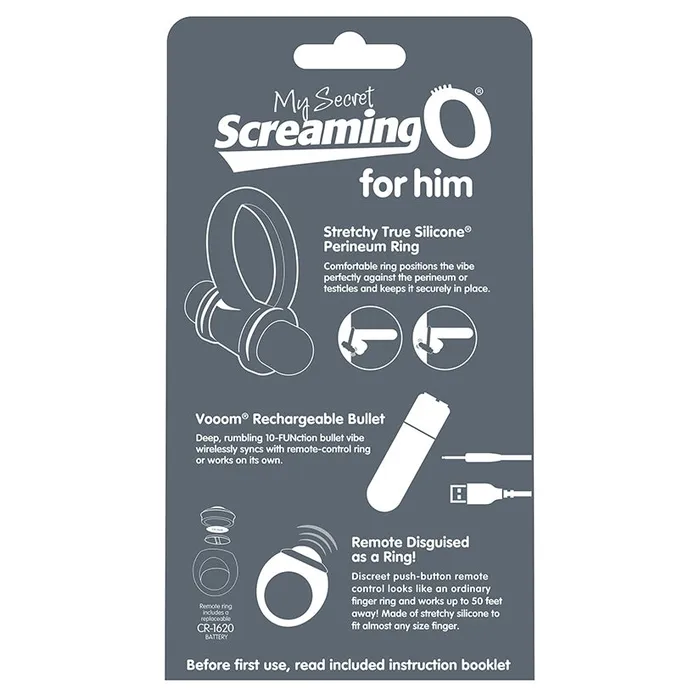 Vibrators SCREAMING O Screaming O My Secret Bullet and Ring for HimGrey