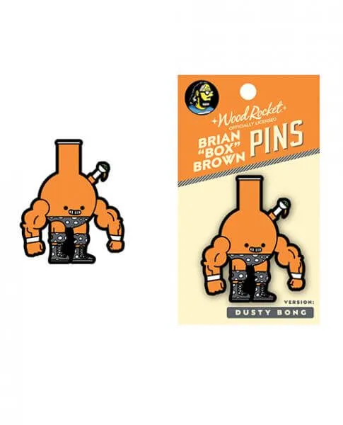 Wood Rocket Vibrators Brian Box Brown Enamel Pin Dusty Bong