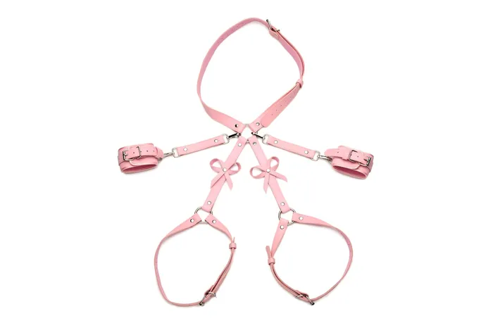 XR Brands Female Sex Toys Strict Bondage Harness with Bows in Pink XL2XL A Blend of Elegance Comfort and Restraint