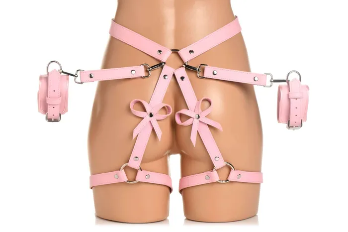 XR Brands Female Sex Toys Strict Bondage Harness with Bows in Pink XL2XL A Blend of Elegance Comfort and Restraint