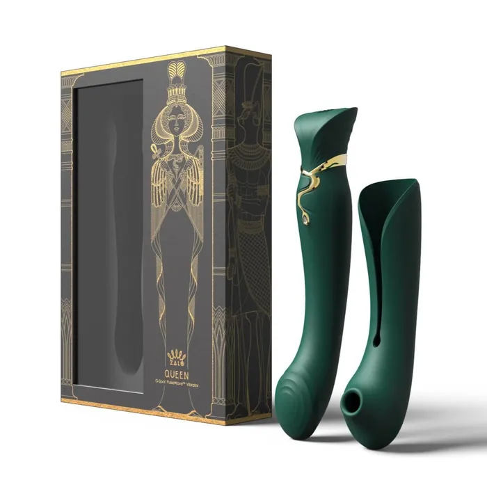 ZALO Female Sex Toys ZALO Queen Set Gspot PulseWave 17function Appcontrolled Rechargeable Silicone Vibrator with Suction Sleeve Jewel Green ZALO Female Sex Toys ZALO Queen Set Gspot PulseWave 17function Appcontrolled Rechargeable Silicone Vibrator with Suction Sleeve Jewel Green