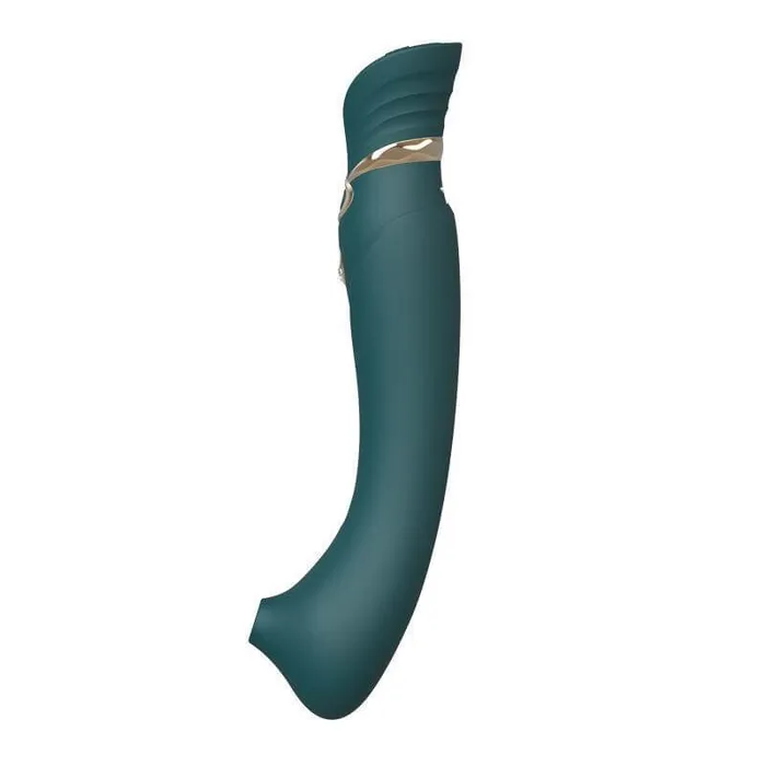 ZALO Female Sex Toys ZALO Queen Set Gspot PulseWave 17function Appcontrolled Rechargeable Silicone Vibrator with Suction Sleeve Jewel Green