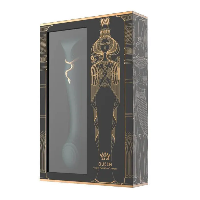 ZALO Female Sex Toys ZALO Queen Set Gspot PulseWave 17function Appcontrolled Rechargeable Silicone Vibrator with Suction Sleeve Jewel Green