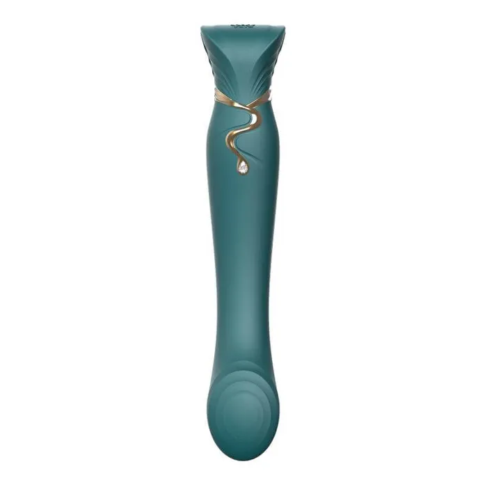 ZALO Female Sex Toys ZALO Queen Set Gspot PulseWave 17function Appcontrolled Rechargeable Silicone Vibrator with Suction Sleeve Jewel Green