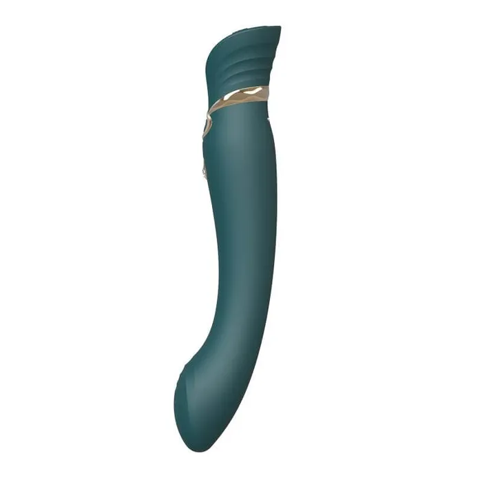 ZALO Female Sex Toys ZALO Queen Set Gspot PulseWave 17function Appcontrolled Rechargeable Silicone Vibrator with Suction Sleeve Jewel Green