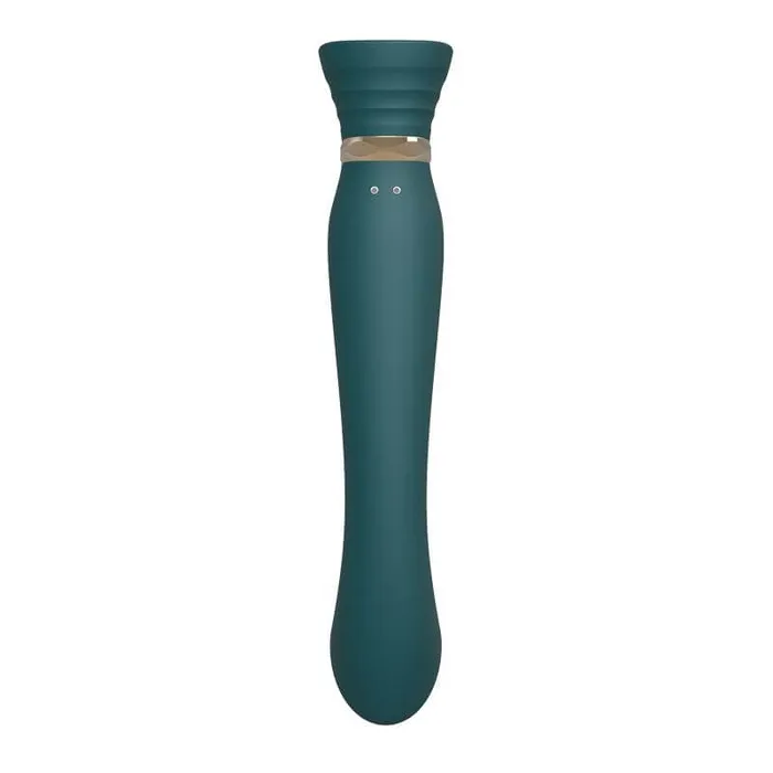 ZALO Female Sex Toys ZALO Queen Set Gspot PulseWave 17function Appcontrolled Rechargeable Silicone Vibrator with Suction Sleeve Jewel Green