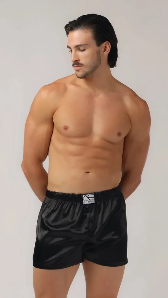 Adam Smith Anal What a Sweetheart Silky Boxers in Black