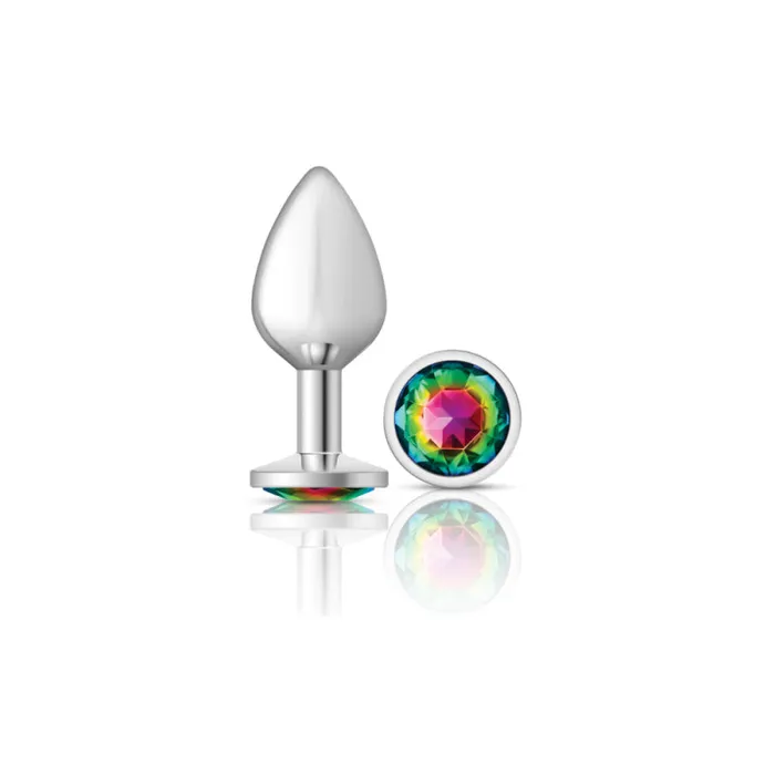Anal Viben Cheeky Charms Silver Metal Butt Plug Round Rainbow Medium Anal Viben Cheeky Charms Silver Metal Butt Plug Round Rainbow Medium