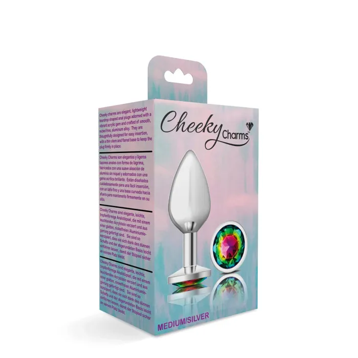 Anal Viben Cheeky Charms Silver Metal Butt Plug Round Rainbow Medium Anal Viben Cheeky Charms Silver Metal Butt Plug Round Rainbow Medium