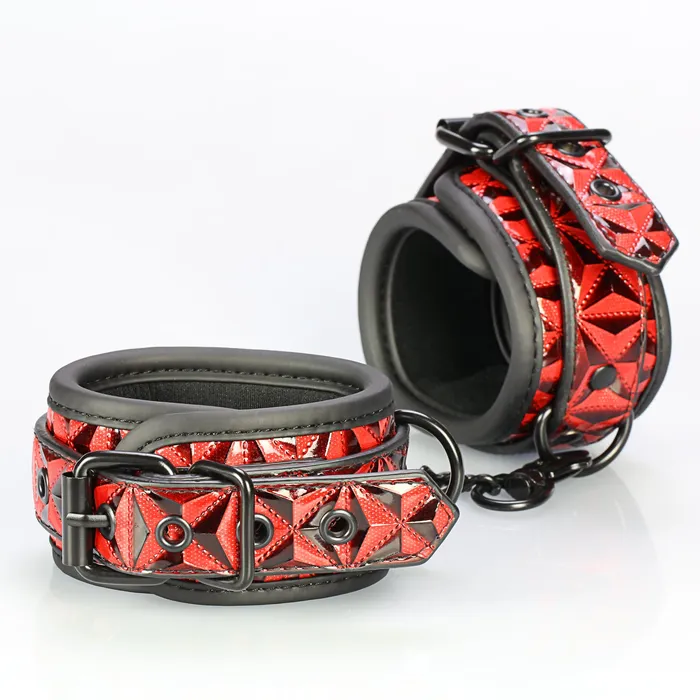 BF BF40336A High Quality Genuine Leather Red SM Handcuffs Restraints