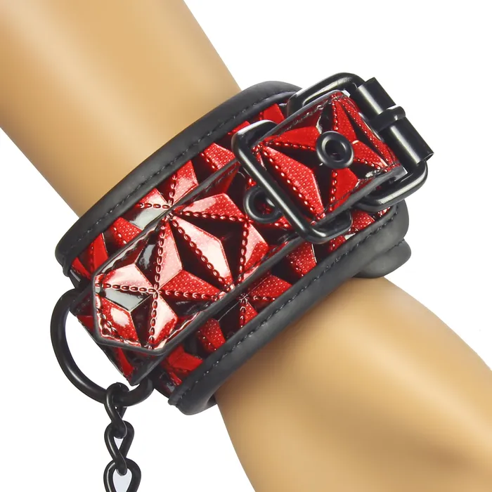 BF BF40336A High Quality Genuine Leather Red SM Handcuffs Restraints
