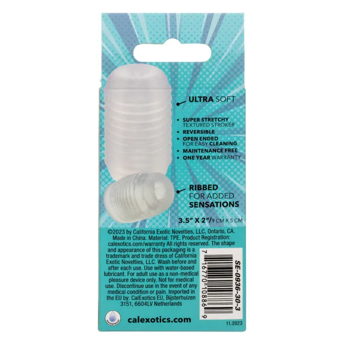 Calexotics Anal Pop Sock Ribbed Clear Calexotics Anal Pop Sock Ribbed Clear