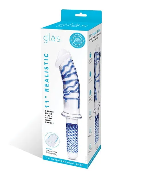 Dildos Glas Glas 11 Realistic Double Ended Glass Dildo Whandle Blue