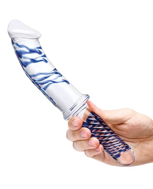 Dildos Glas Glas 11 Realistic Double Ended Glass Dildo Whandle Blue Dildos Glas Glas 11 Realistic Double Ended Glass Dildo Whandle Blue