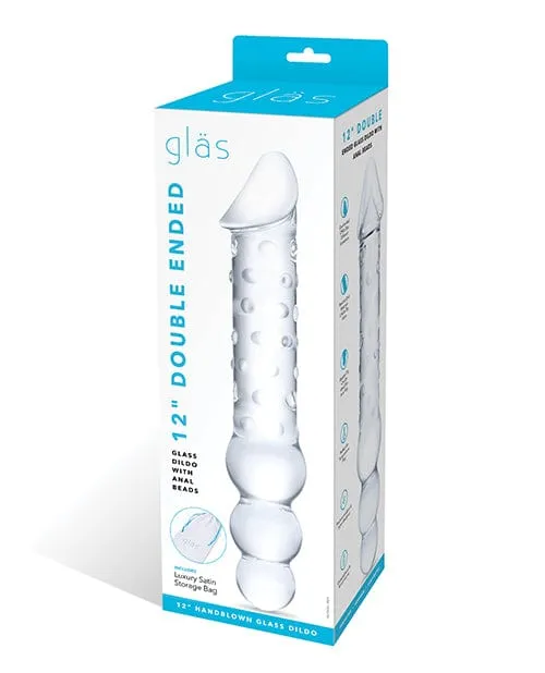 Dildos Glas Glas 12 Double Ended Glass Dildo Wanal Beads Clear