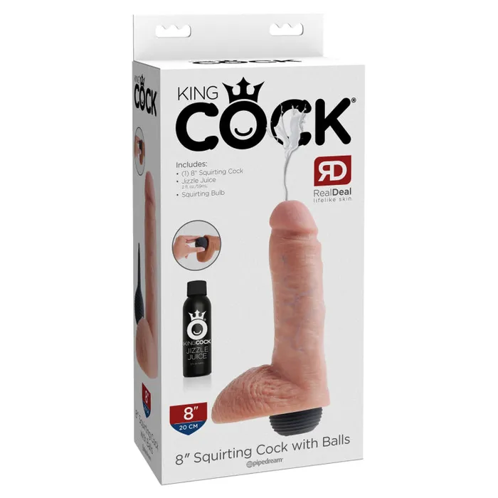 Dildos Pipedream King Cock 8 Inch Squirting Cock With Balls Flesh Dildos Pipedream King Cock 8 Inch Squirting Cock With Balls Flesh
