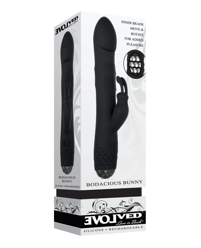 Evolved Novelties Vibrators Evolved Bodacious Bunny Rotating Rabbit Black
