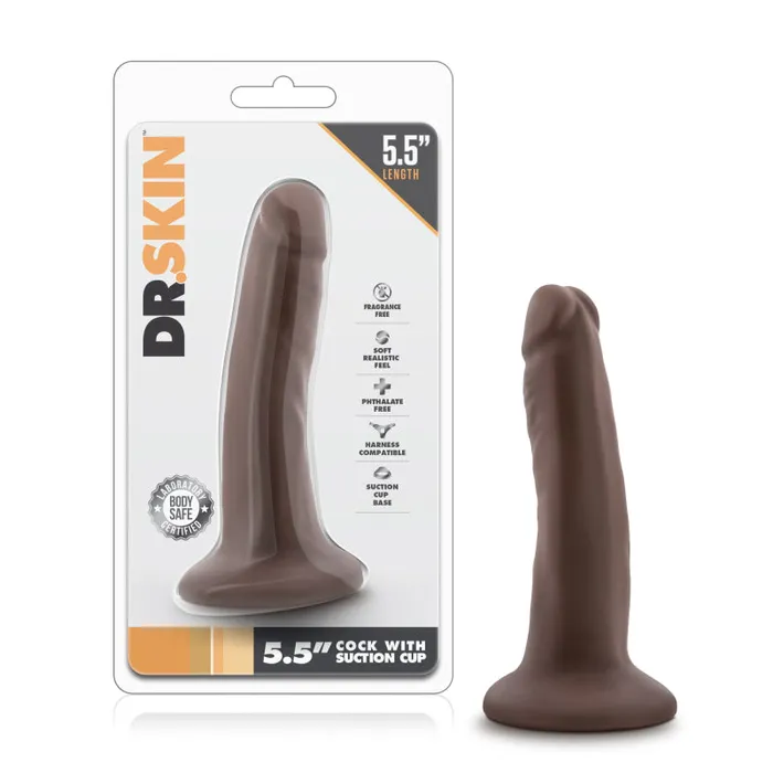 Female Sex Toys Dr Skin 55 Inch Cock With Suction Cup Chocolate Blush Novelties
