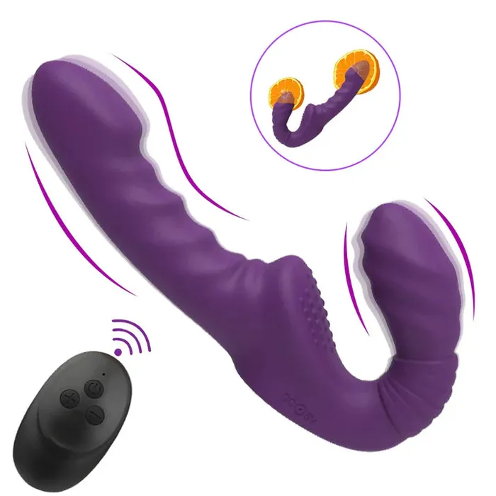 Female Sex Toys honeysx Strapless Strap On Remote Control Double End Dildo Vibrator