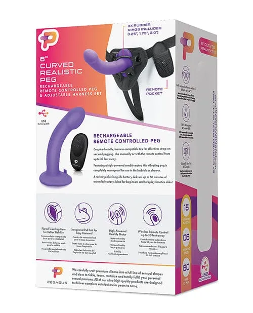 Female Sex Toys Pegasus Pegasus 6 Rechargeable Curved Peg with Adjustable Harness Remote Set Purple Female Sex Toys Pegasus Pegasus 6 Rechargeable Curved Peg with Adjustable Harness Remote Set Purple