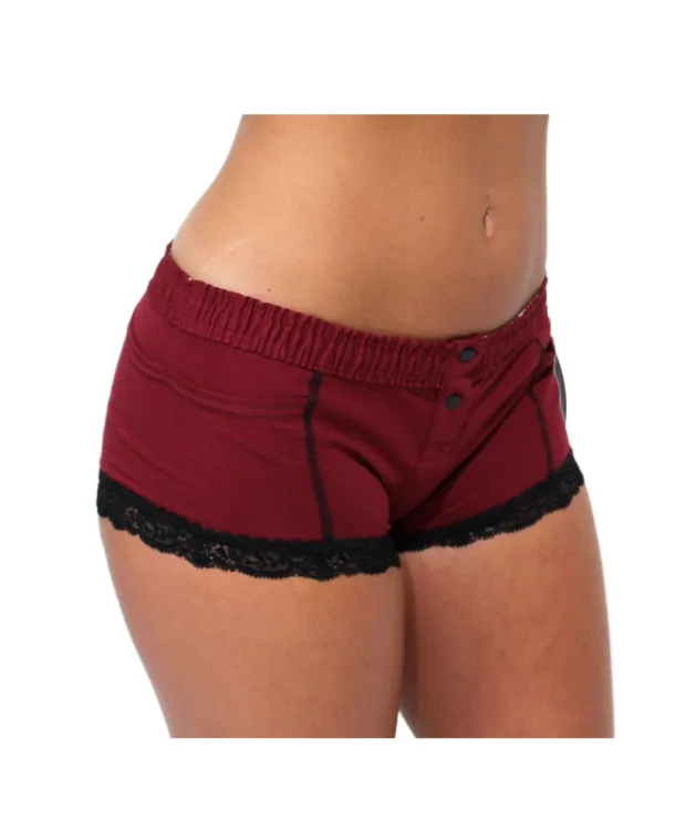 Foxers Anal Foxers Boxer Briefs w Lace Trim in Black Cherry