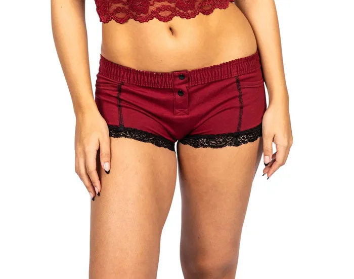 Foxers Anal Foxers Boxer Briefs w Lace Trim in Black Cherry