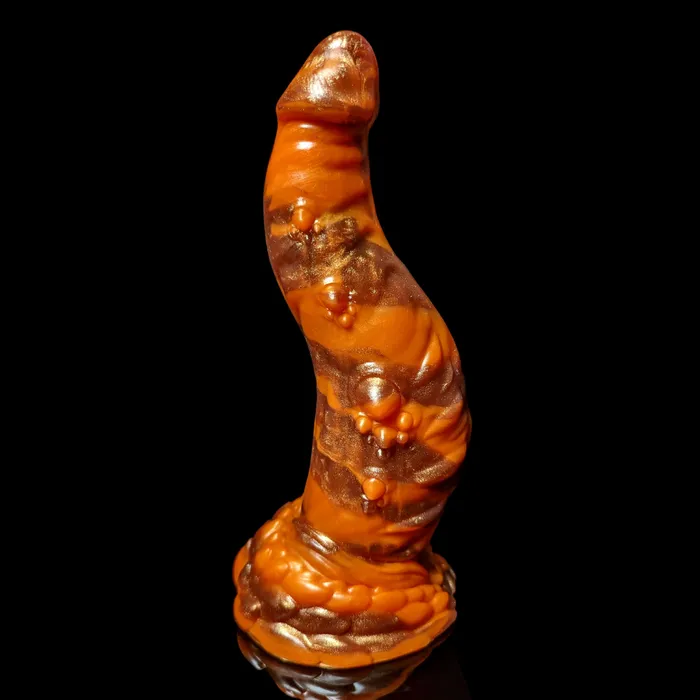 Kreature Adult Toys Dildos Premade Medium Cthulhu Marble Brown and Orange Classic Firmness