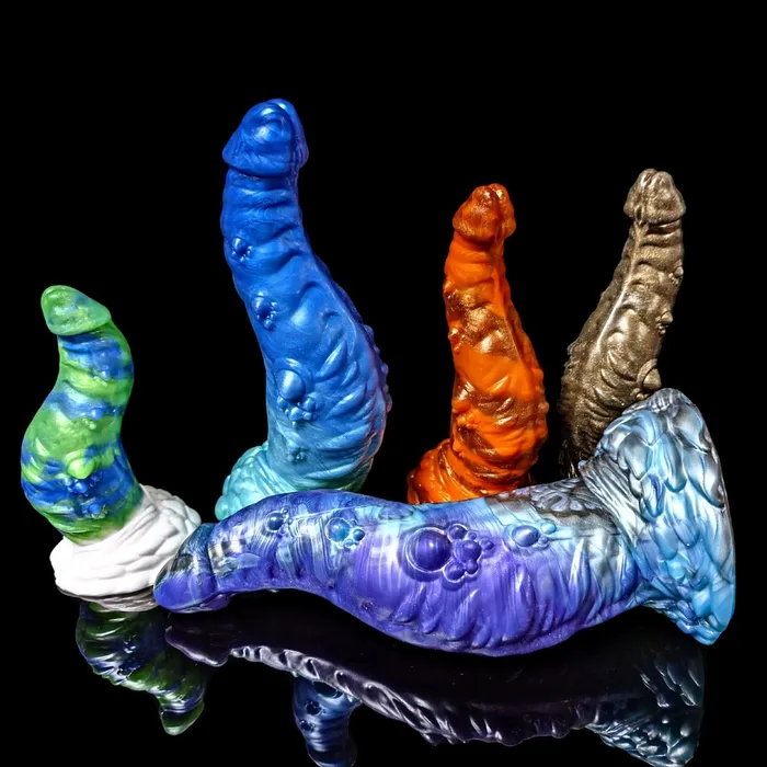 Kreature Adult Toys Dildos Premade Medium Cthulhu Marble Brown and Orange Classic Firmness