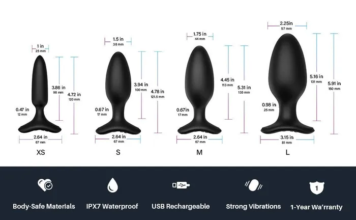 Lovense Anal Lovense Hush 2 1 Butt Plug Black Lovense Anal Lovense Hush 2 1 Butt Plug Black