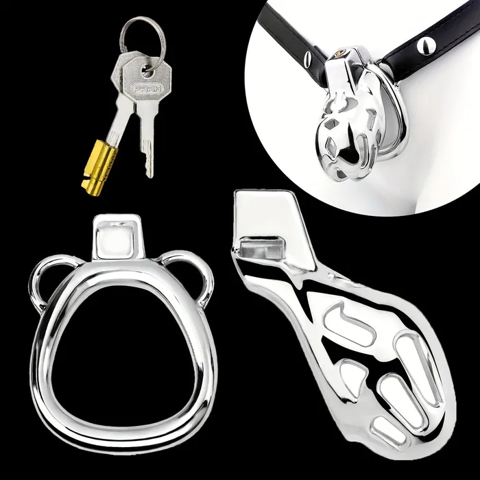 Male Sex Toys FRRK183 Male Stainless Chastity Lock Cage Penis Cock Cage Belt Device FRRK
