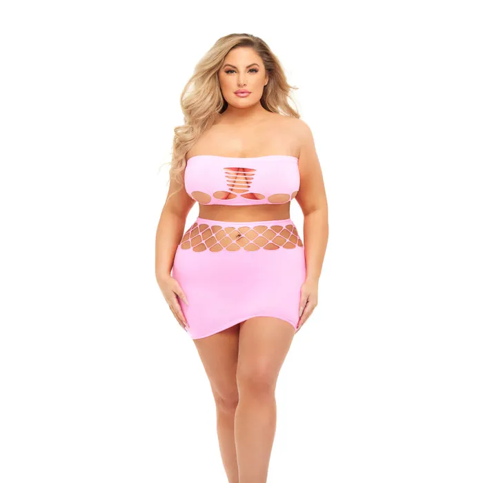 Net Worth 2pc Bandeau Set Queen Pink Pink Lipstick Anal