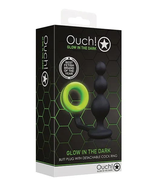 Shots America Male Sex Toys Shots Ouch Beads Butt Plug With cock Ring Glow In The Dark Shots America Male Sex Toys Shots Ouch Beads Butt Plug With cock Ring Glow In The Dark