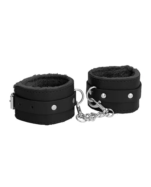 Shots America Restraints Shots Ouch Plush Leather Ankle Cuffs Black Shots America Restraints Shots Ouch Plush Leather Ankle Cuffs Black