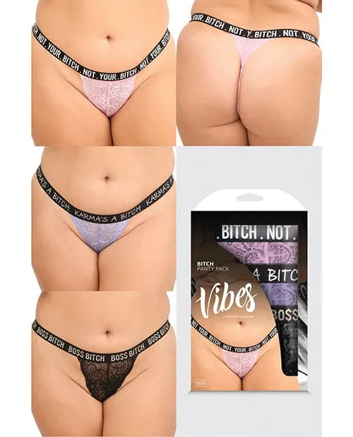 Vibes Bitch 3 Pack Lace Panty Assorted Colors Queen Size Fantasy Lingerie Female Sex Toys Vibes Bitch 3 Pack Lace Panty Assorted Colors Queen Size Fantasy Lingerie Female Sex Toys