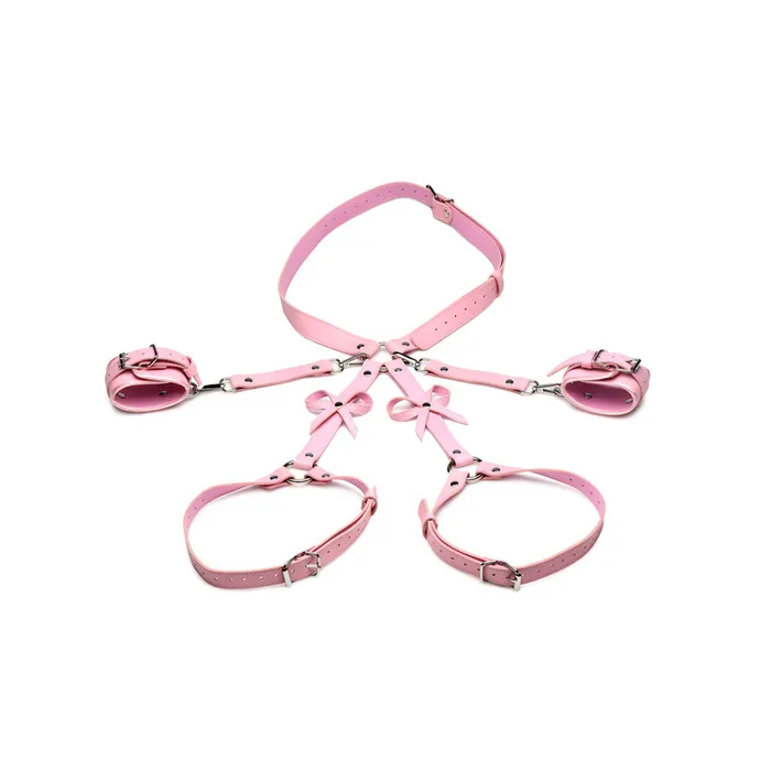 XR Brands Couples Pink Bondage Harness with Bows