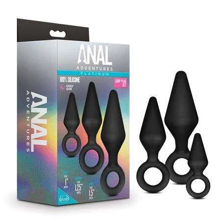 Anal Blush Blush Anal Adventures Platinum Silicone 3Piece Loop Plug Kit Black Anal Blush Blush Anal Adventures Platinum Silicone 3Piece Loop Plug Kit Black