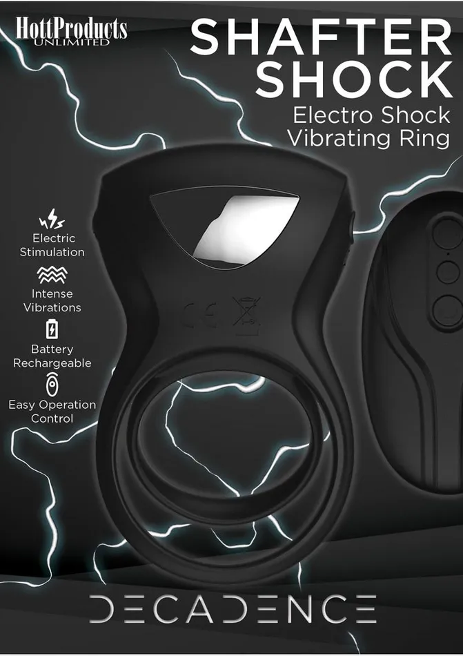 Decadence Decadence Shafter Shock Silicone Electro Shock Cock Ring with Remote Control Male Sex Toys