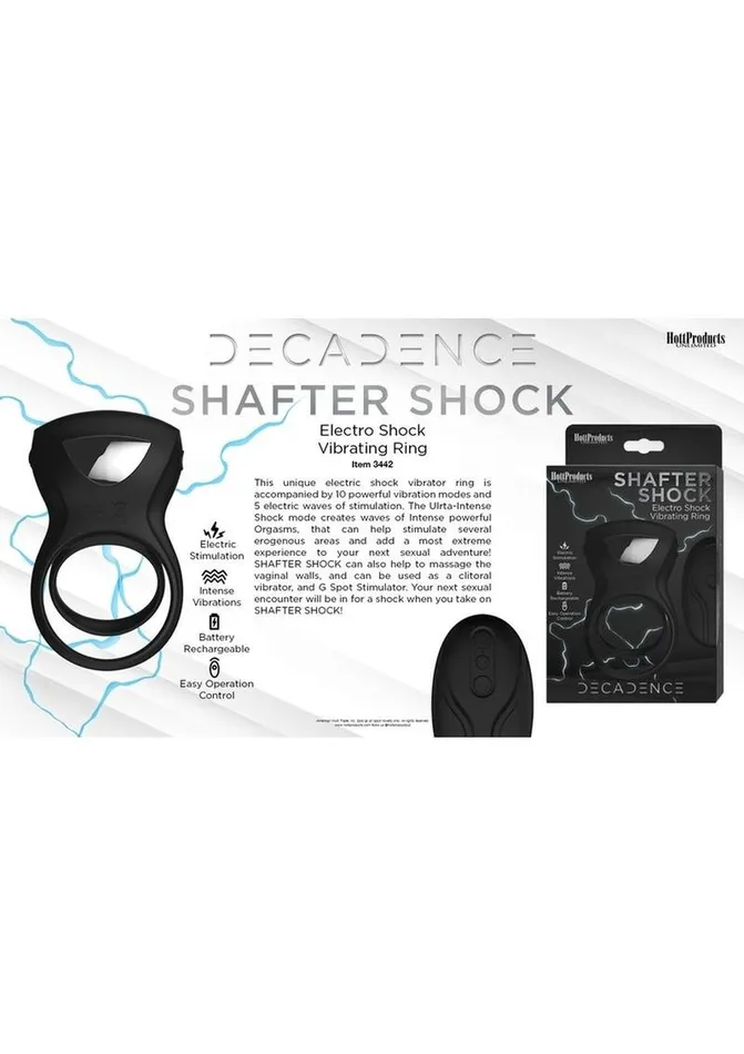 Decadence Decadence Shafter Shock Silicone Electro Shock Cock Ring with Remote Control Male Sex Toys