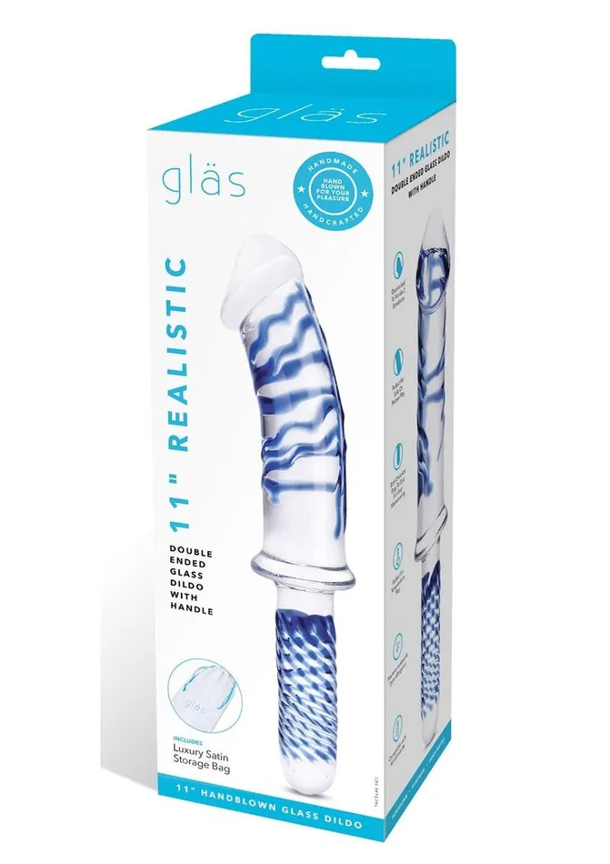 Dildos Glas Glas Realistic Double Ended Glass Dildo with Handle