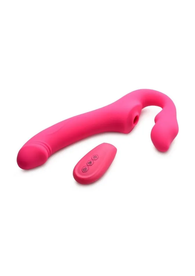 Female Sex Toys Strap U Licking Vibrating Rechargeable Silicone Strapless StrapOn with Remote Control STRAP U