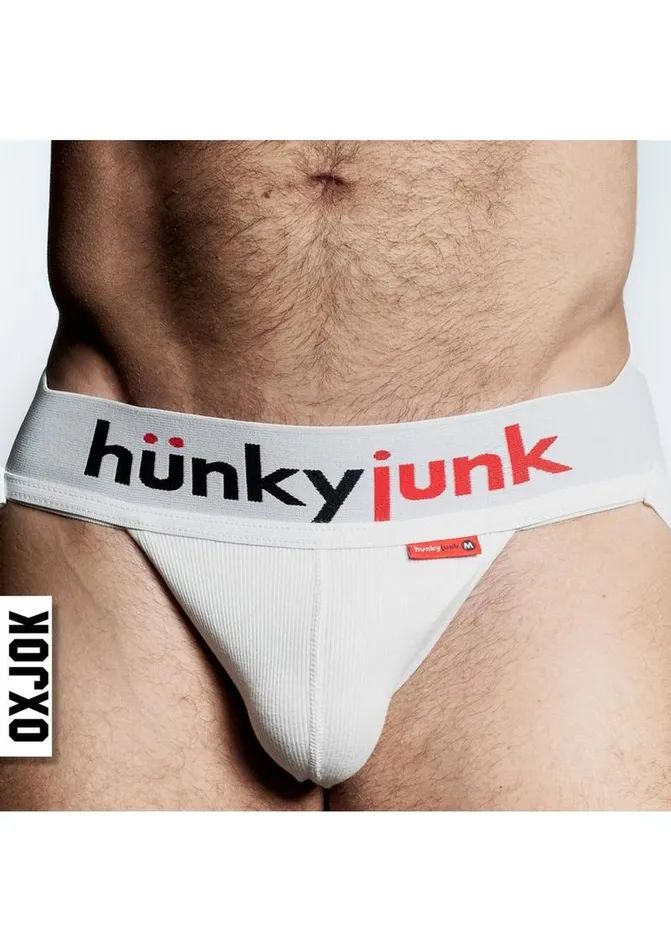 Hunker Comfy Pouch SliderStrap Jock White Snow Oxballs Female Sex Toys