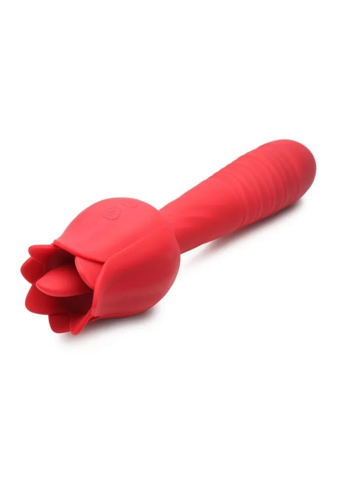 Inmi Bloomgasm Racy Rose Thrusting and Licking Rose Rechargeable Silicone Vibrator Bloomgasm Vibrators