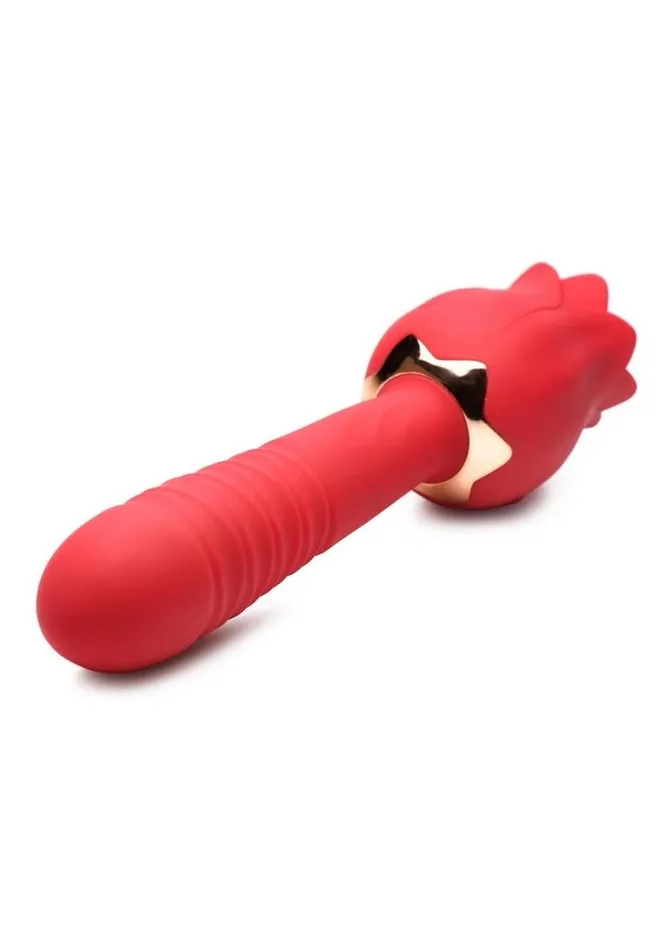 Inmi Bloomgasm Racy Rose Thrusting and Licking Rose Rechargeable Silicone Vibrator Bloomgasm Vibrators
